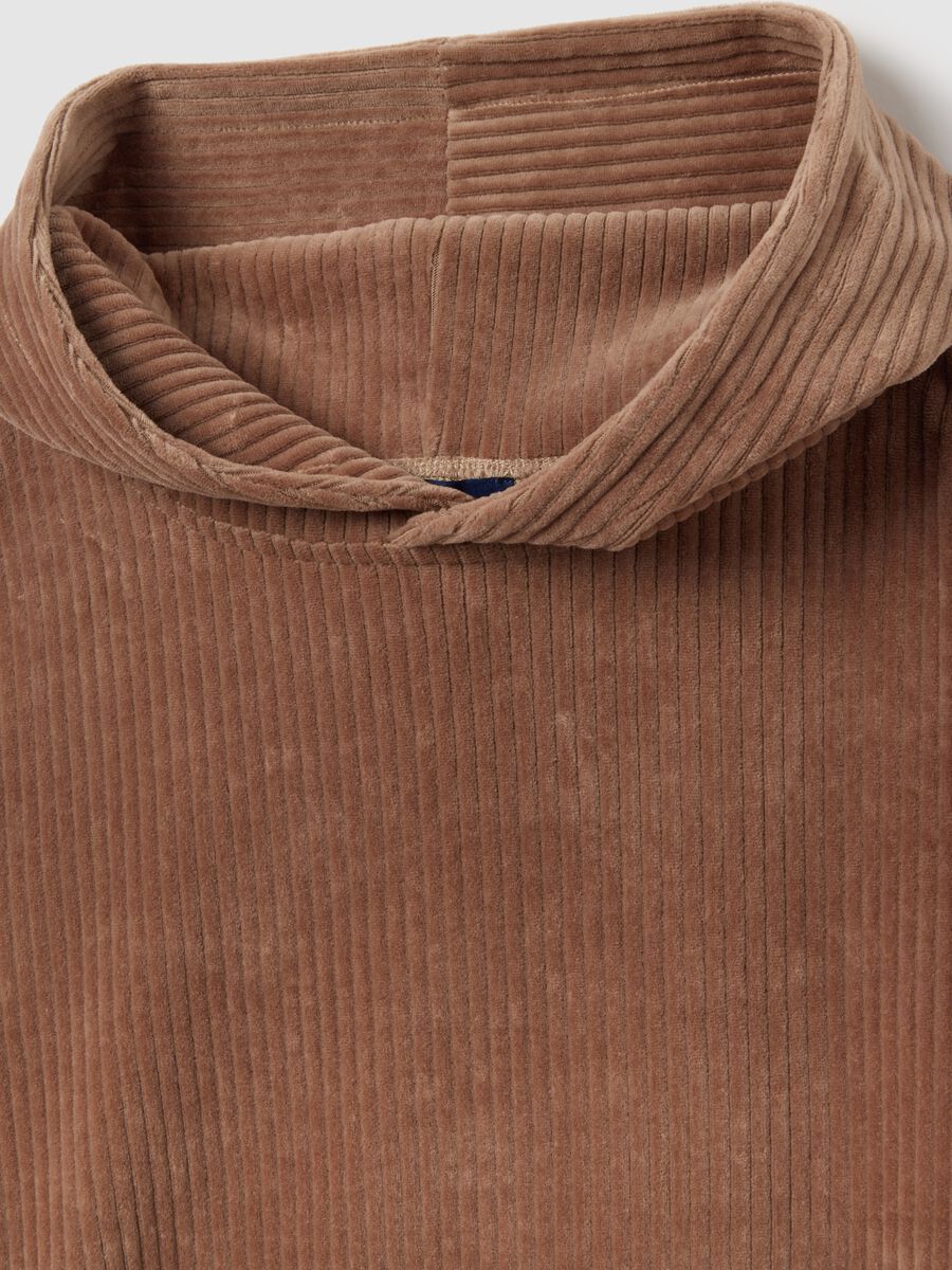 Brown cotton blend hoodie with regular fit_5