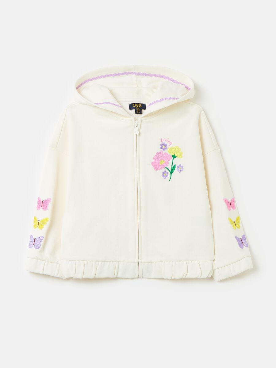 Full-zip sweatshirt with hood and embroidery_0