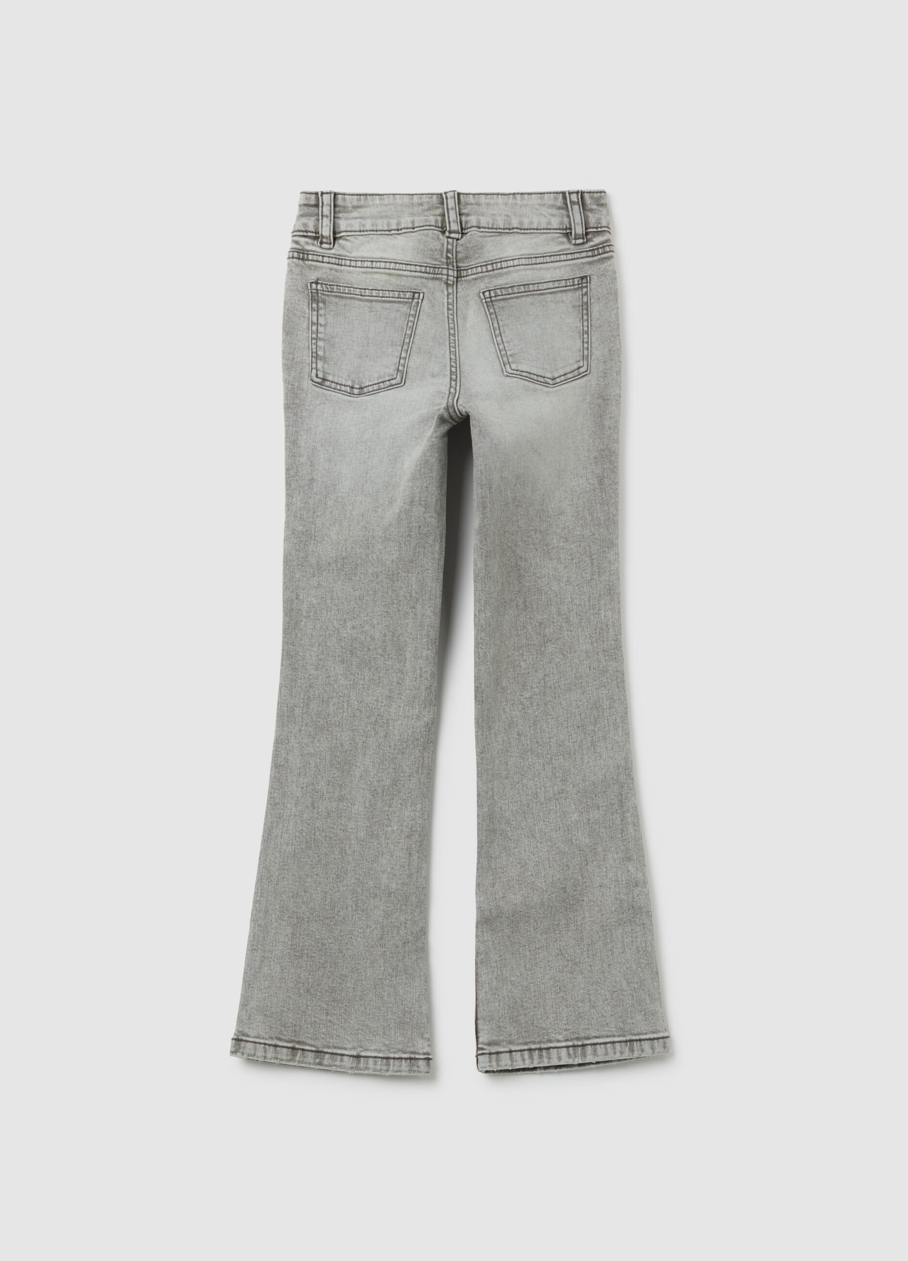 Jeans da ragazza in cotone grigio flare