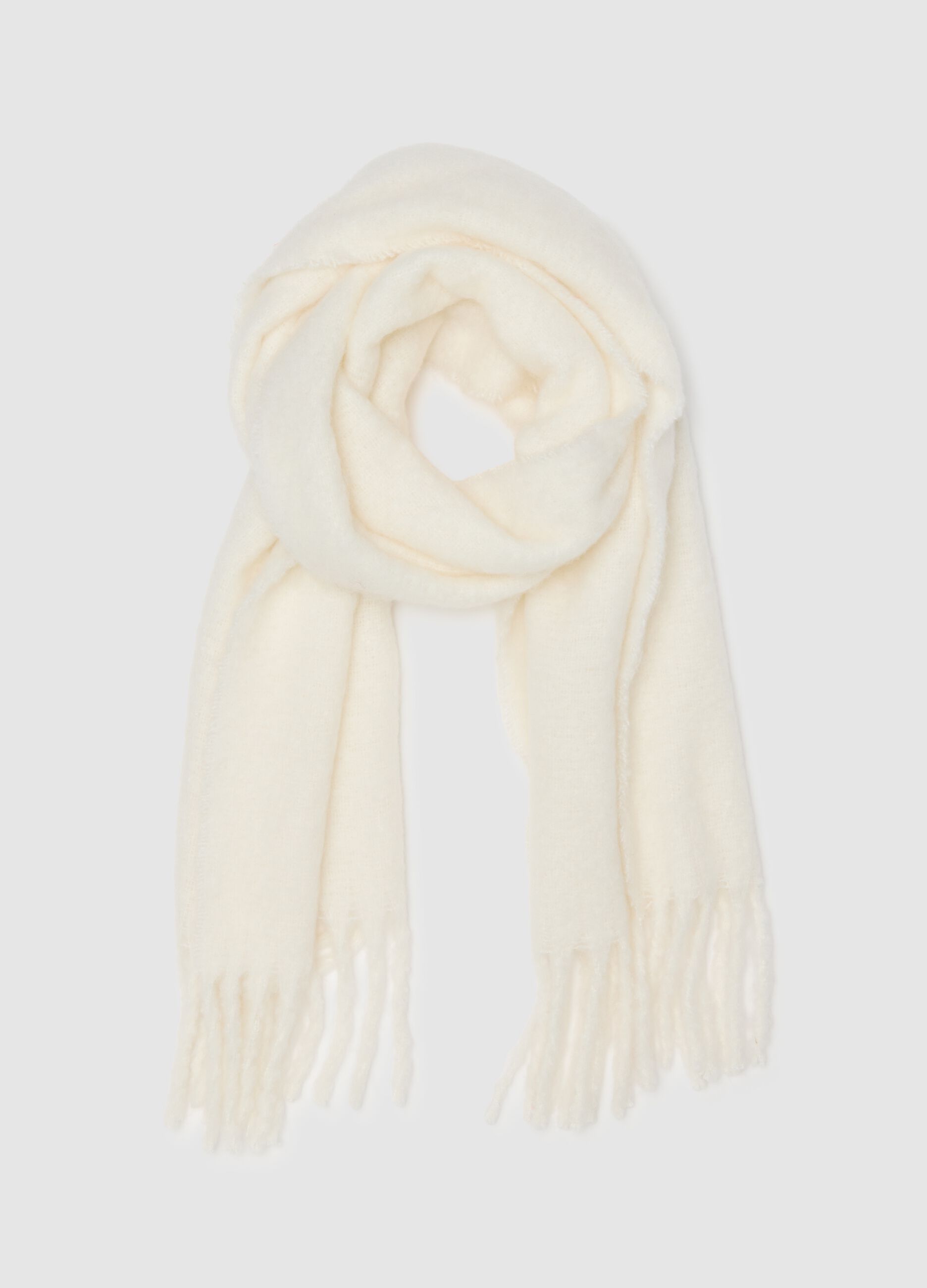 White Girls' Scarf with Fringes