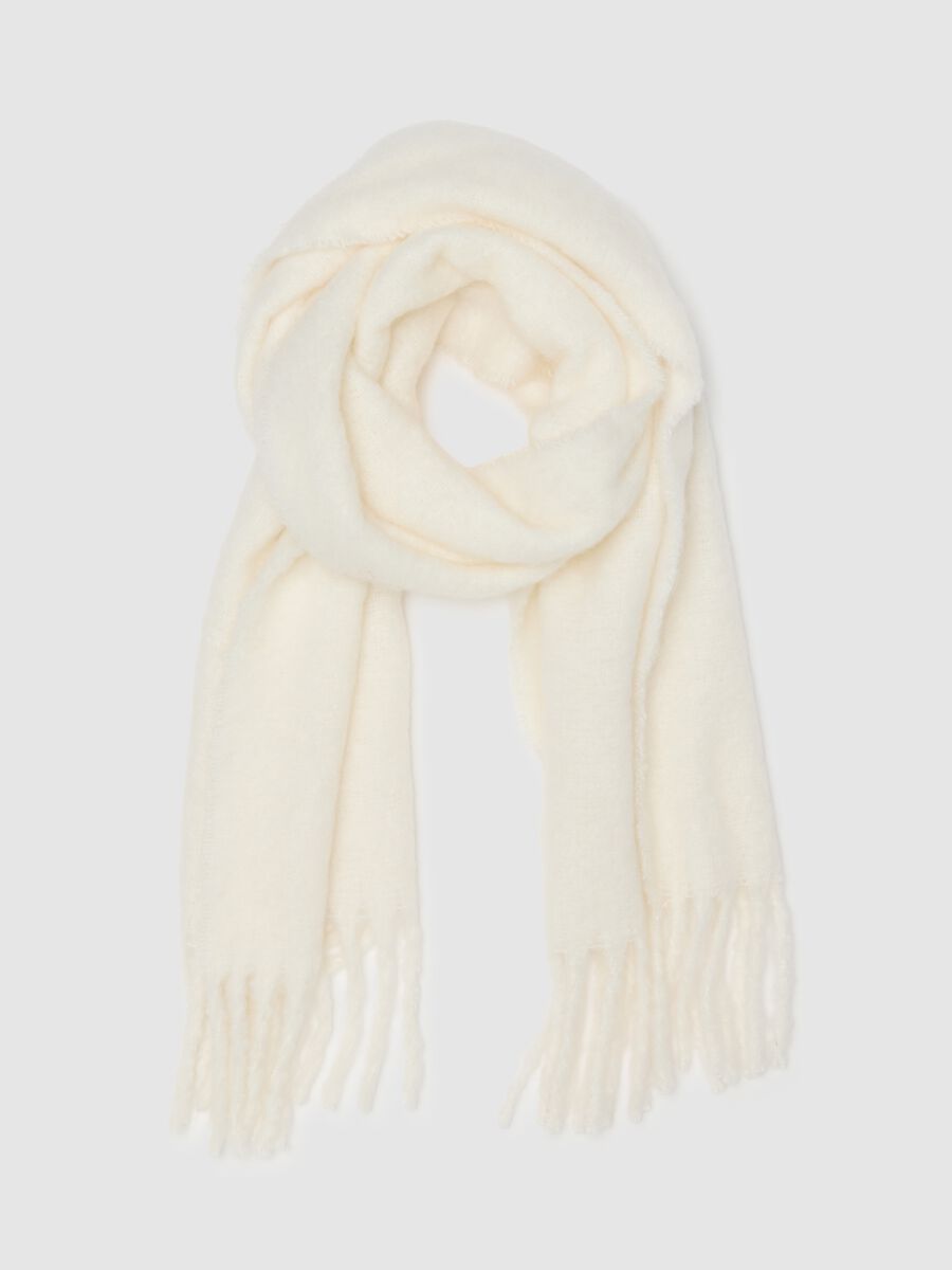 White Girls' Scarf with Fringes_0