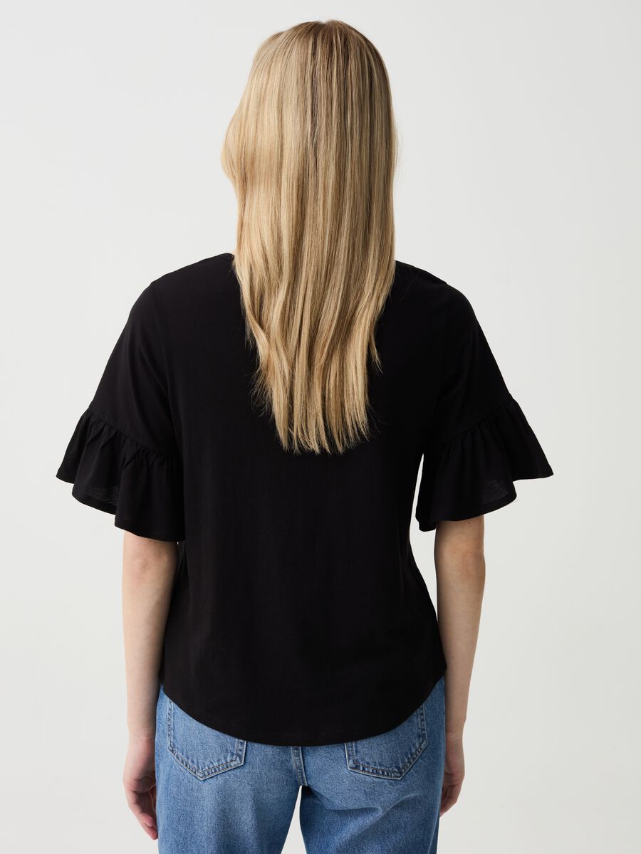 Cotton T-shirt with flounces_2