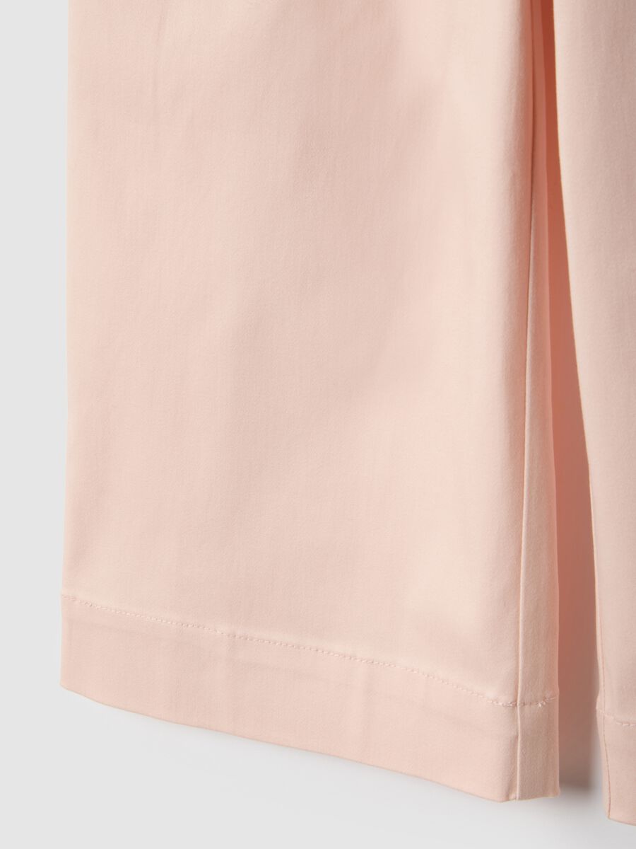 Girls' pink stretch cotton culotte trousers regular fit_3