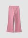 Pink flared stretch cotton trousers with star print for girls_1