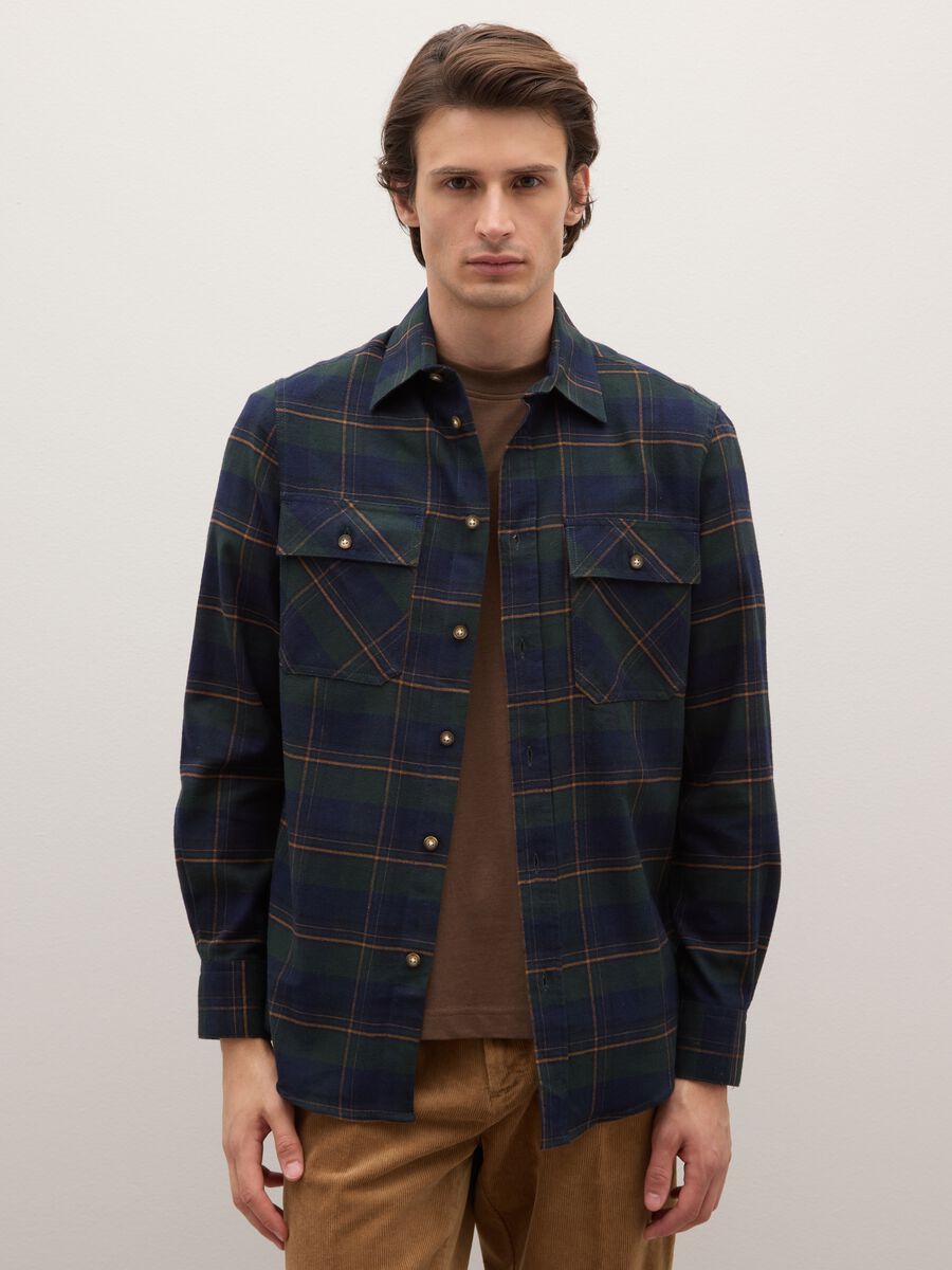 Multicolour long sleeve pure cotton regular fit check shirt_0