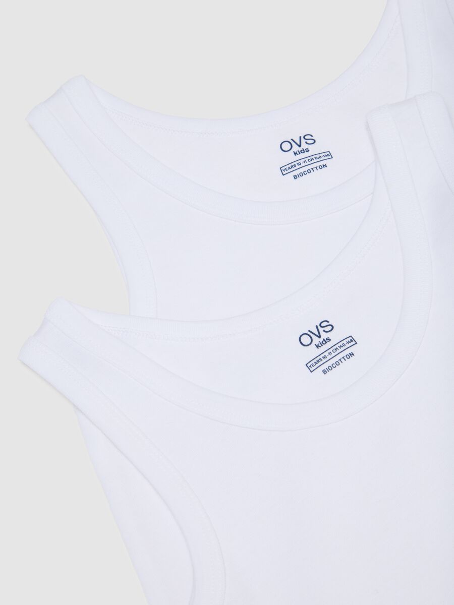 Canottiere da ragazzo in puro cotone bianco regular fit_3