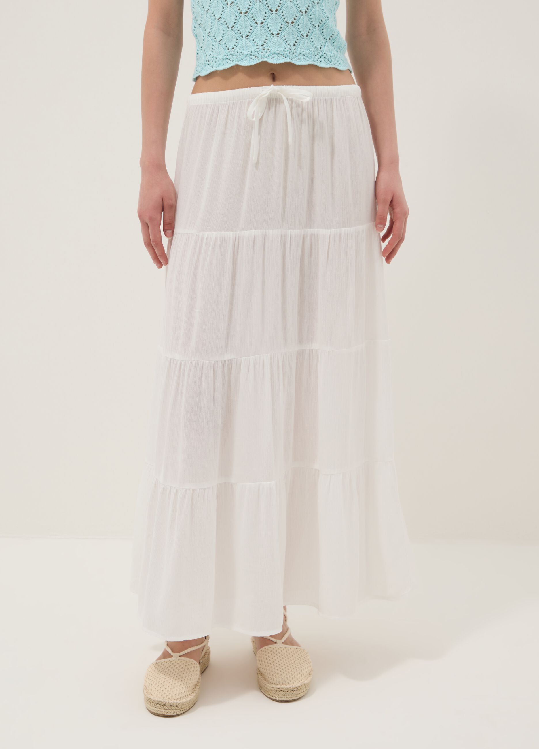 White maxi skirt in pure viscose