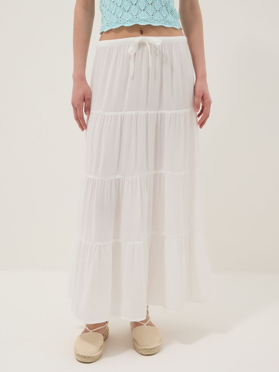 White maxi skirt in pure viscose_2