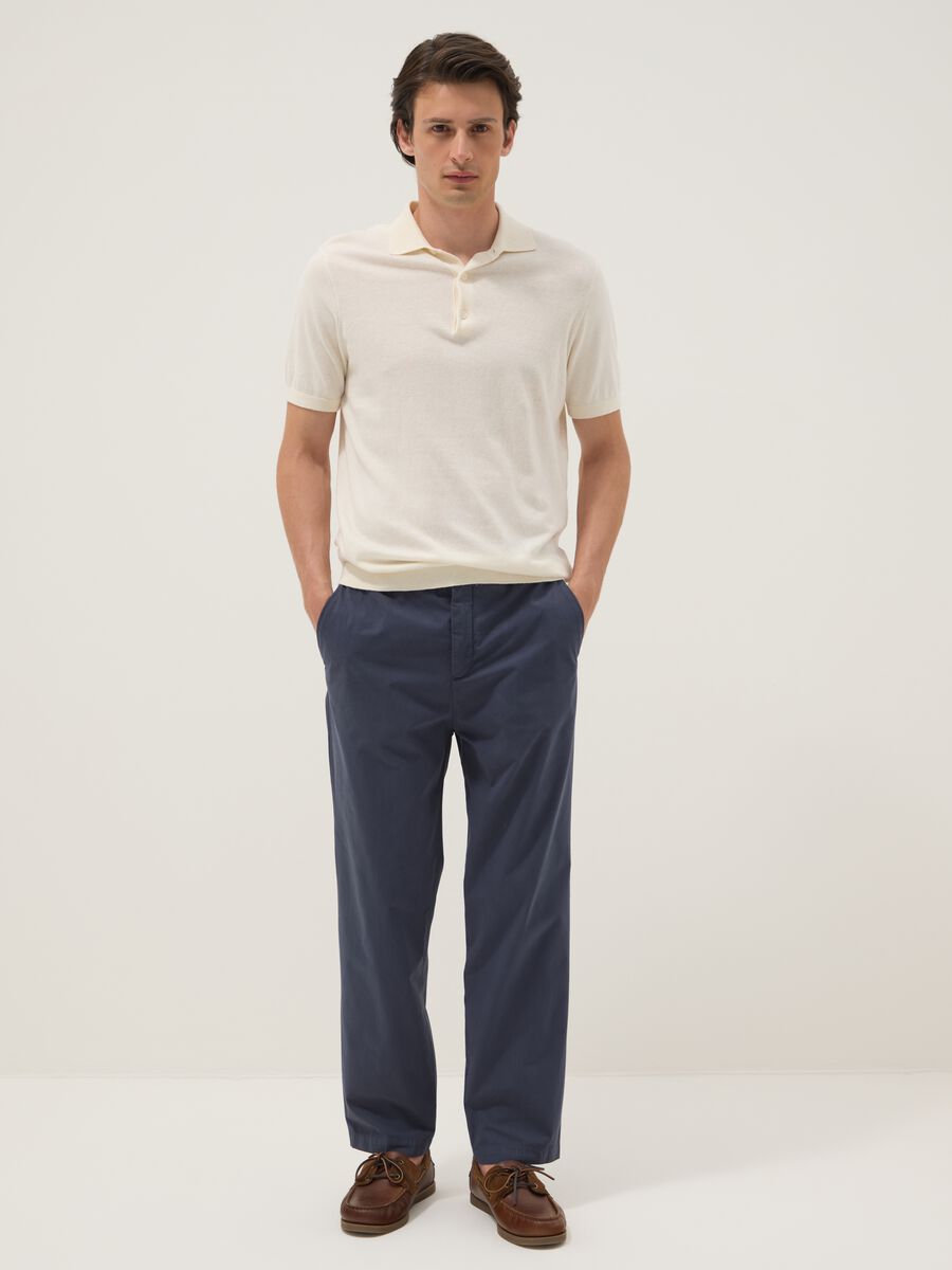 Blue pure cotton carrot-fit chinos_0