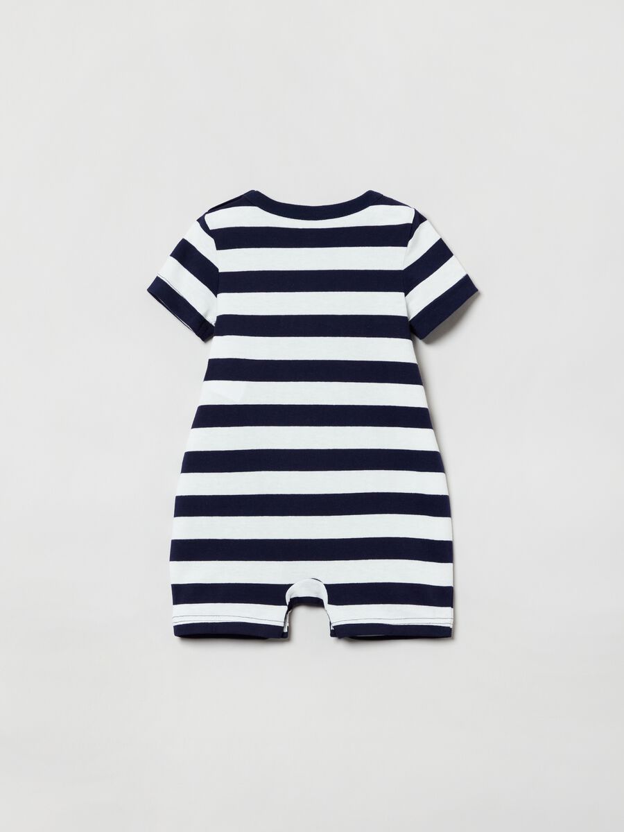 Striped romper suit with logo embroidery_1