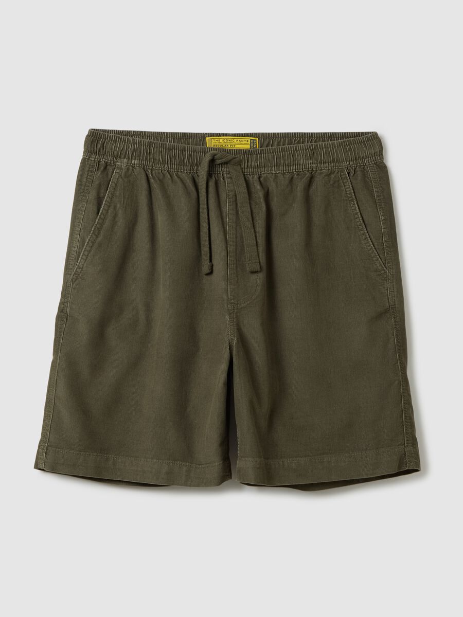 Green corduroy shorts in pure cotton_4