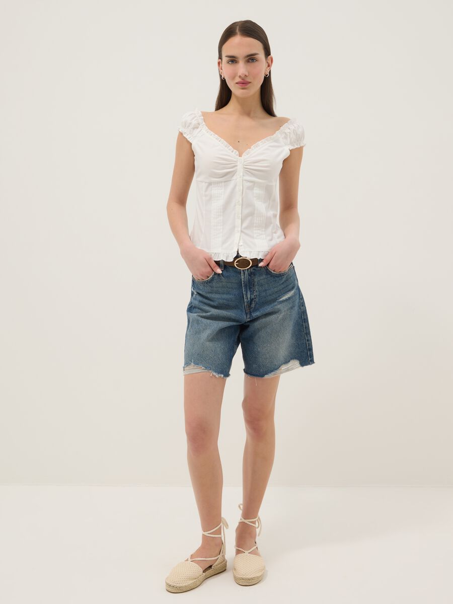 White organic cotton blouse with short sleeves_1