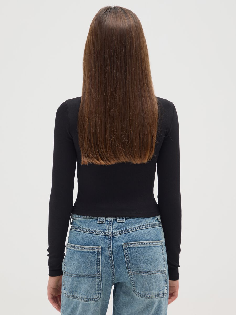 Maglia da ragazze in cotone elasticizzato nera regular fit_1