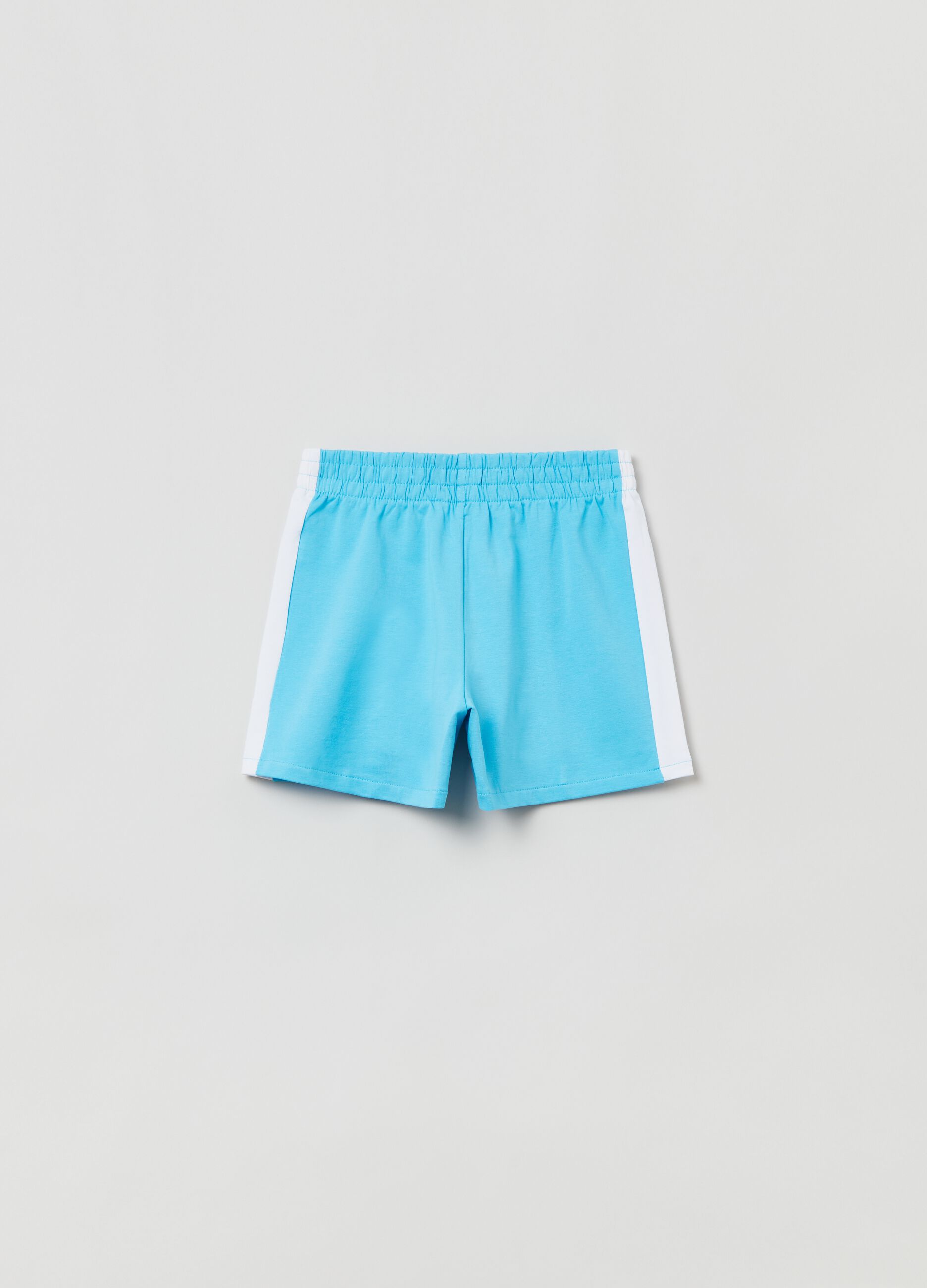 Shorts in cotone con bande a contrasto