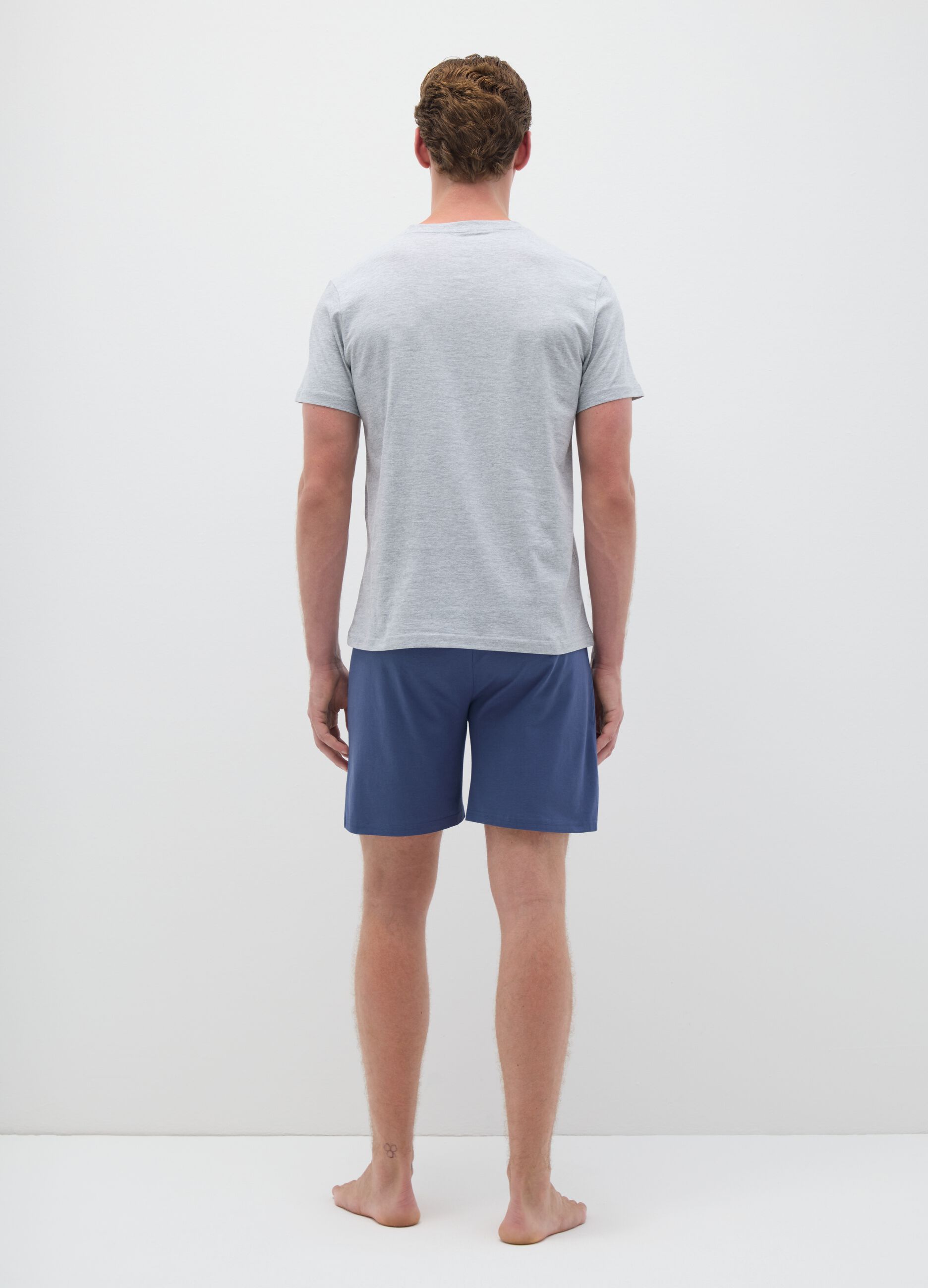 Grey regular fit pure cotton pyjamas