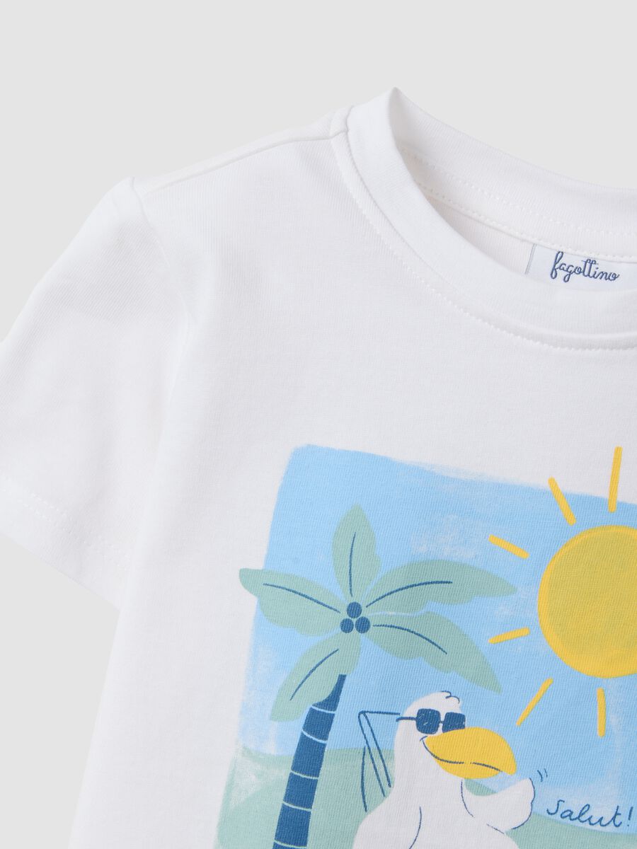 White pure cotton T-shirt for baby boy with print_3