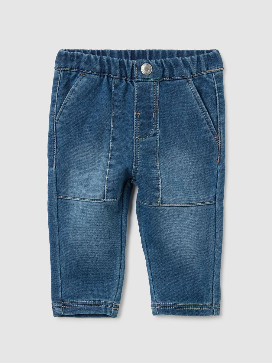 Denim regular fit jogger trousers for children_0