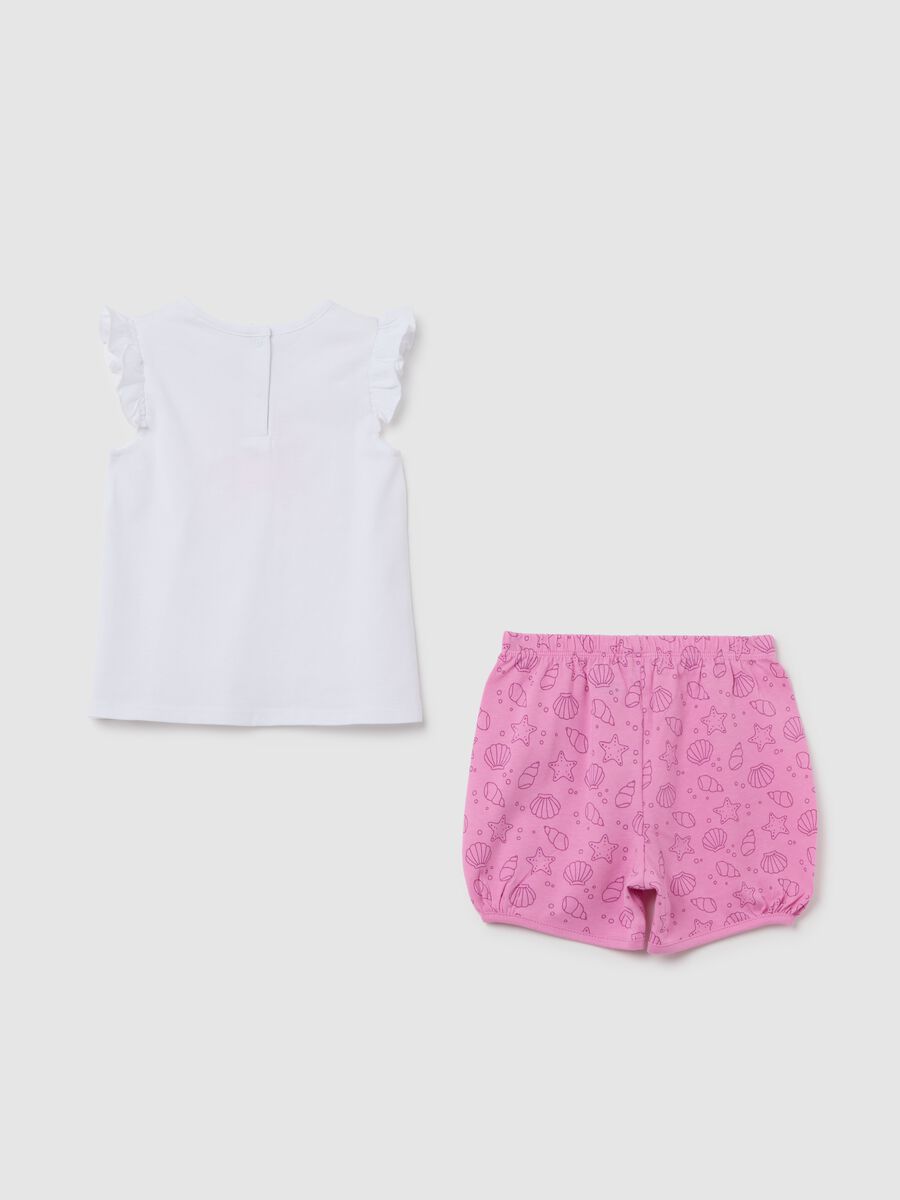 Newborn set in pure white and pink cotton regular fit with print_1