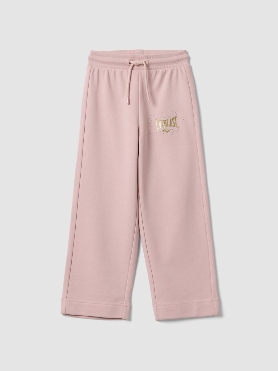 Pink cotton-blend jogger trousers with rhinestones, regular fit_0