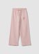 Pink cotton-blend jogger trousers with rhinestones, regular fit_0