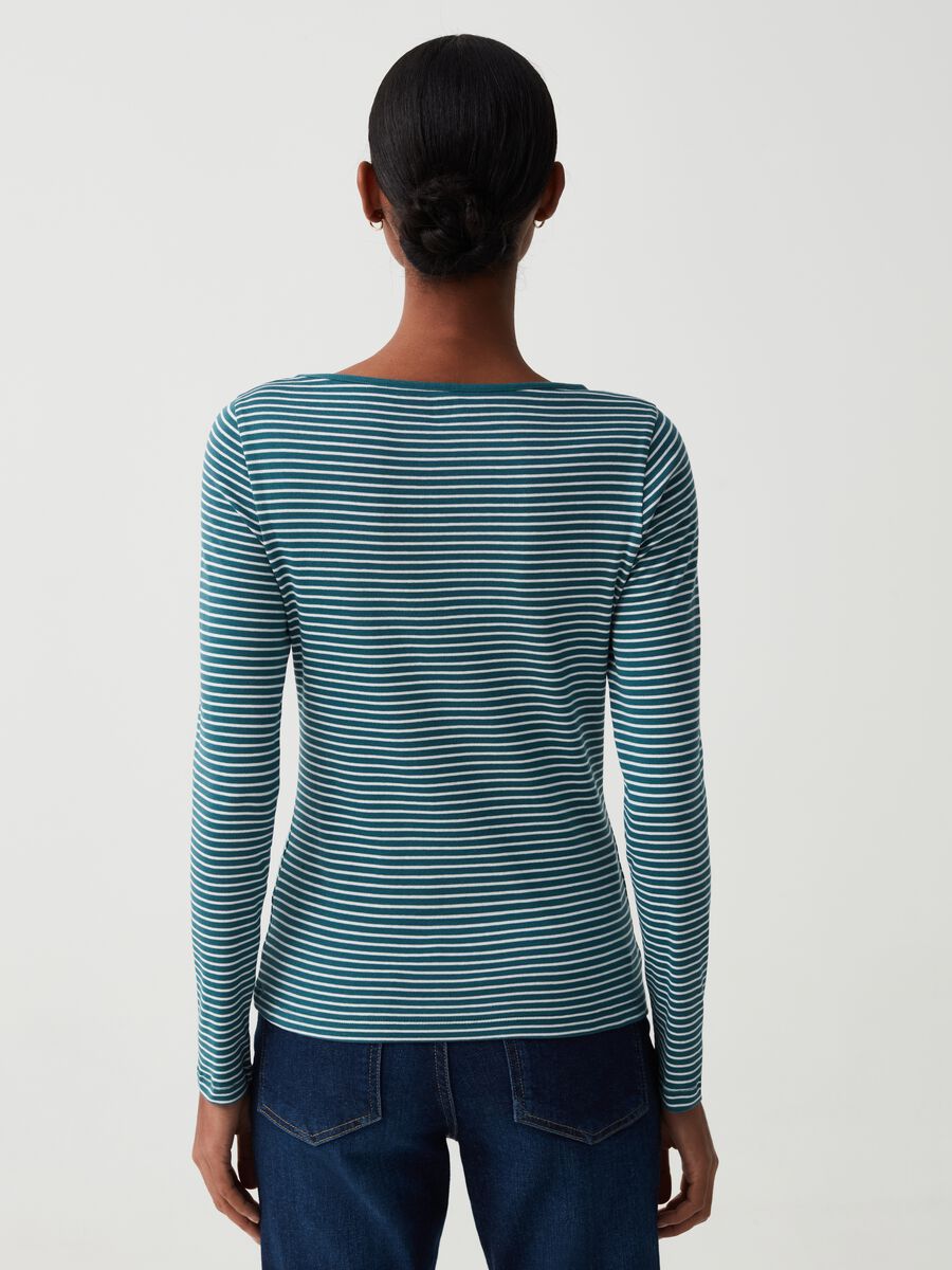 Slim striped T-shirt with boat neck_2