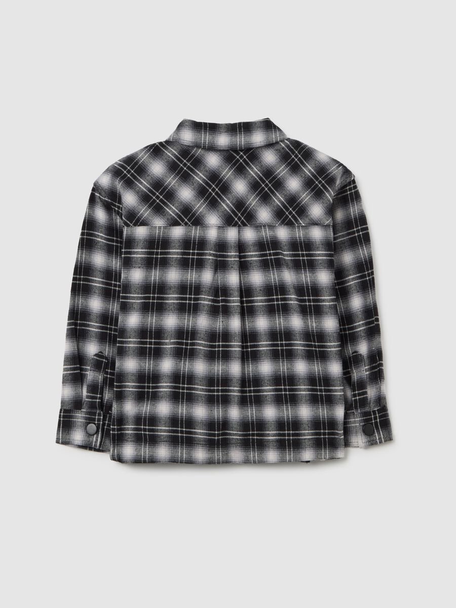 Grey Checked Cotton Shirt for Girls_1