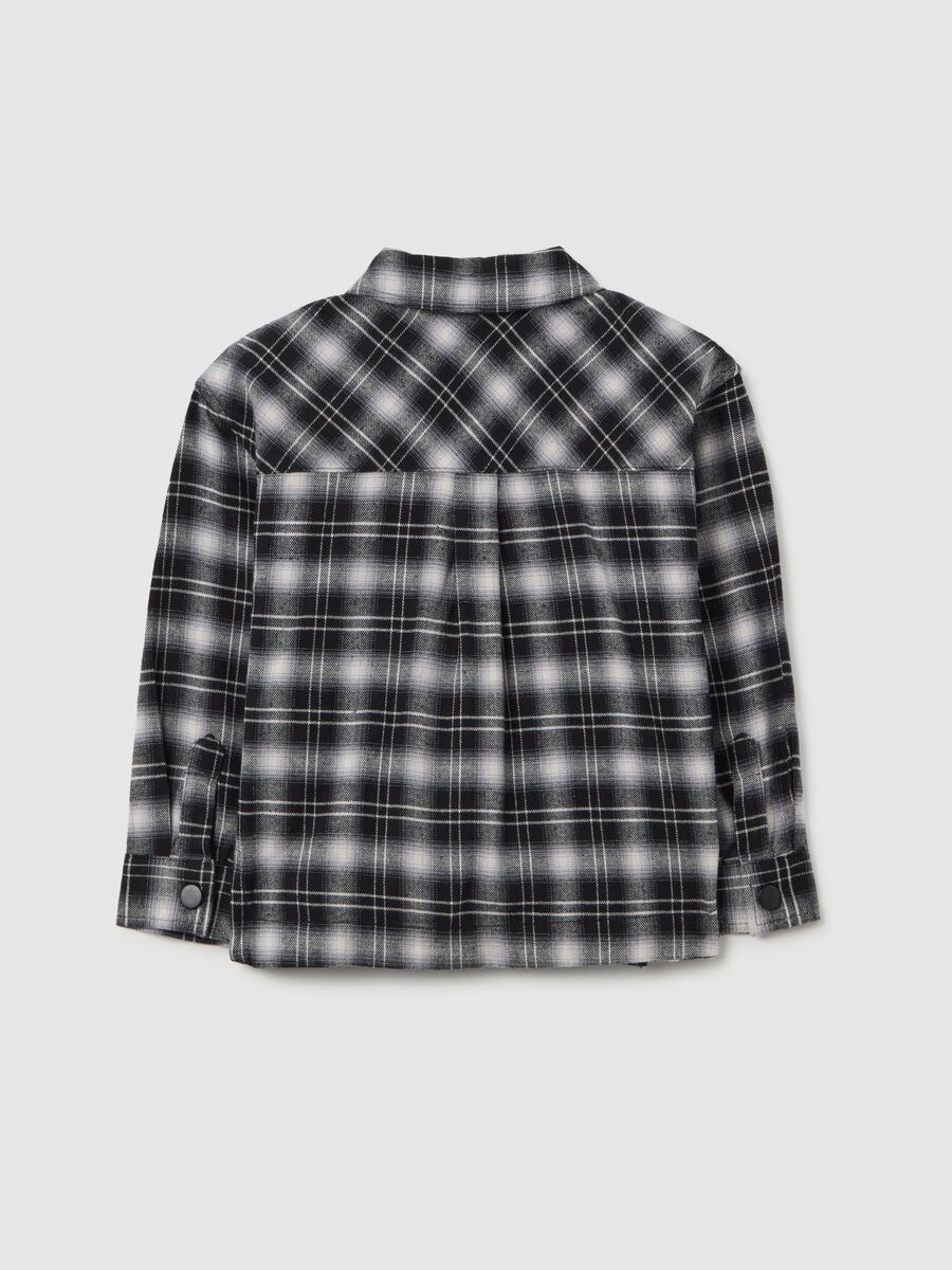 Grey Checked Cotton Shirt for Girls_1