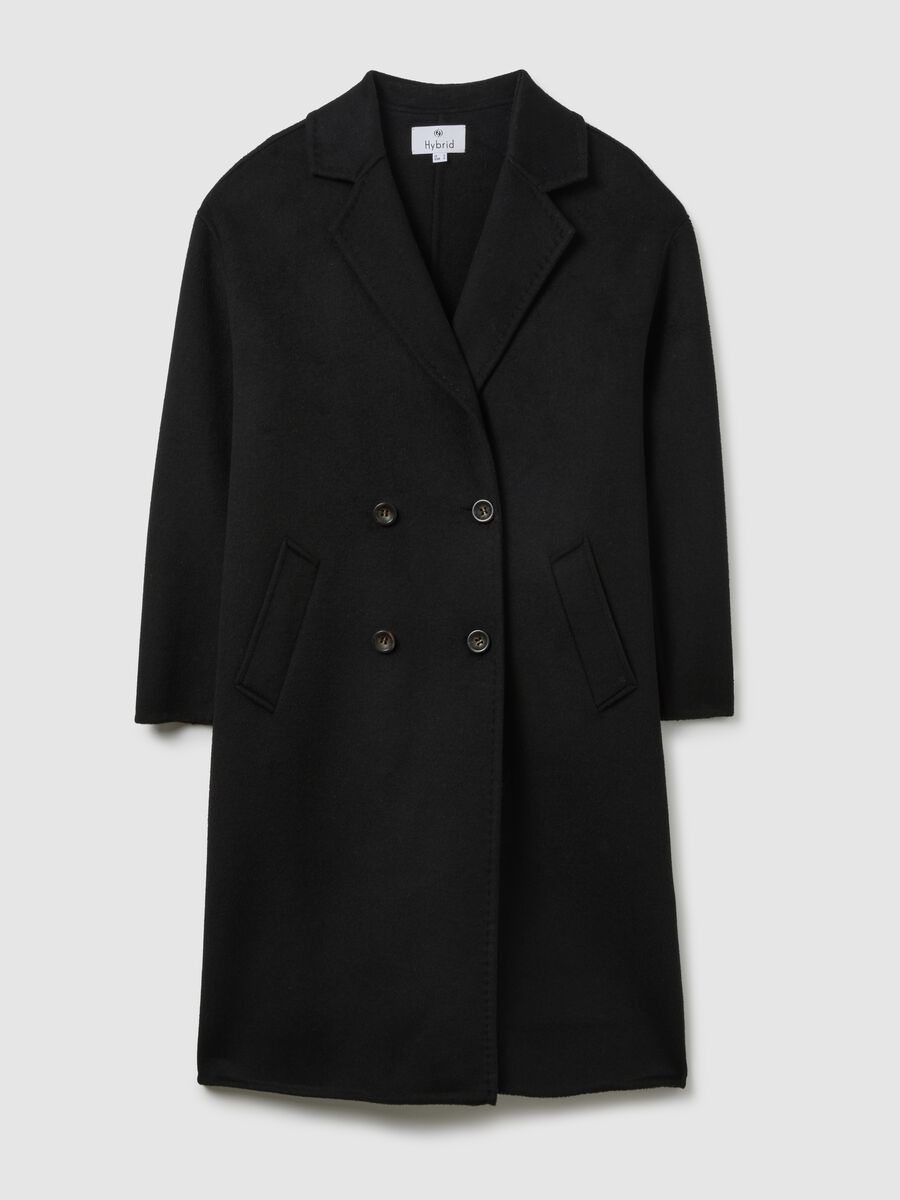 Black wool blend coat regular fit with buttons_4