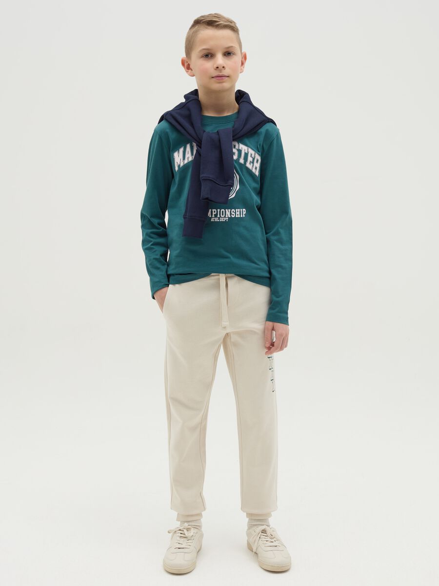 Fleece joggers with drawstring and print_1