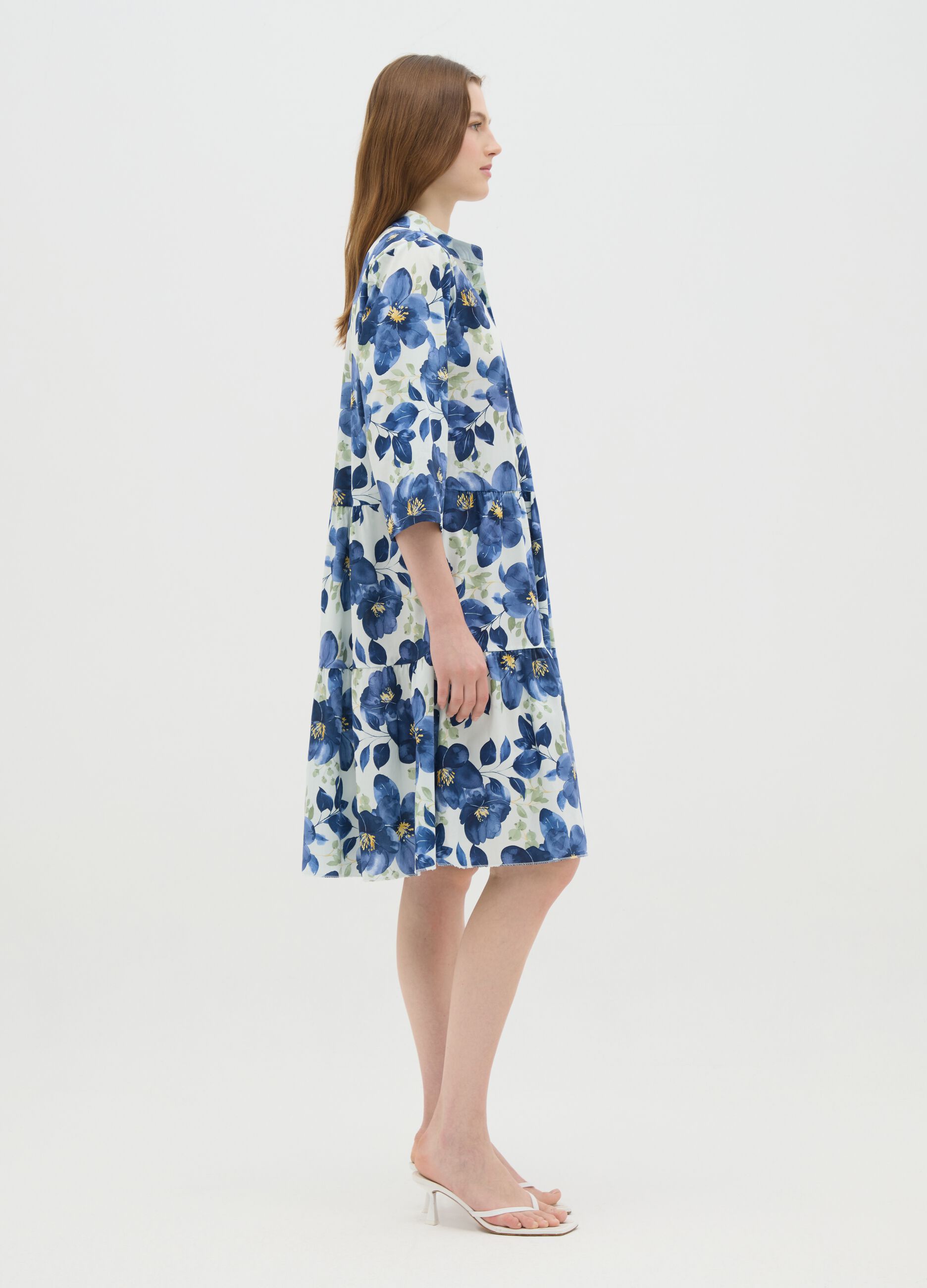 Women's Long Cotton Dress in Multicolour Regular Fit