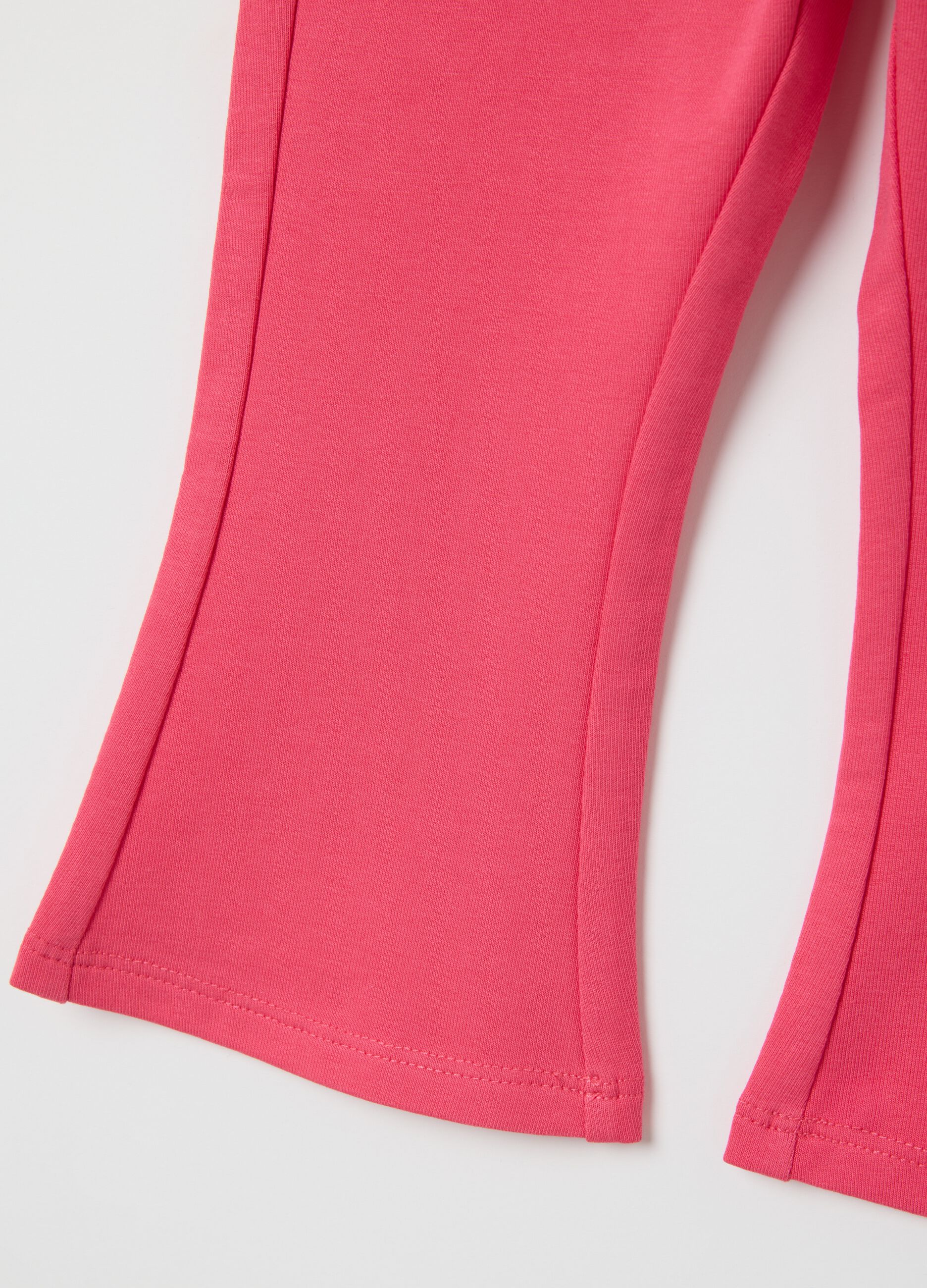 Pink stretch cotton flare baby girl trousers