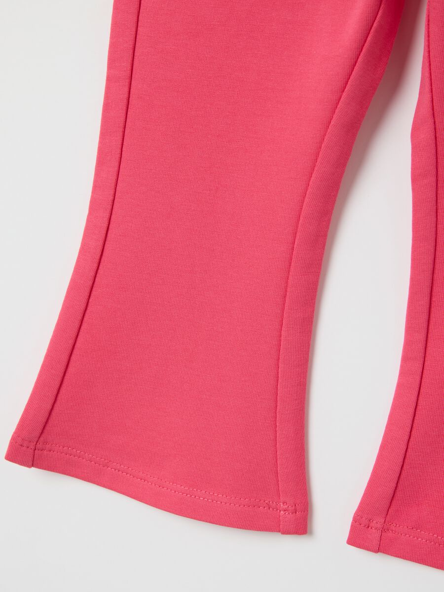 Pink stretch cotton flare baby girl trousers_3