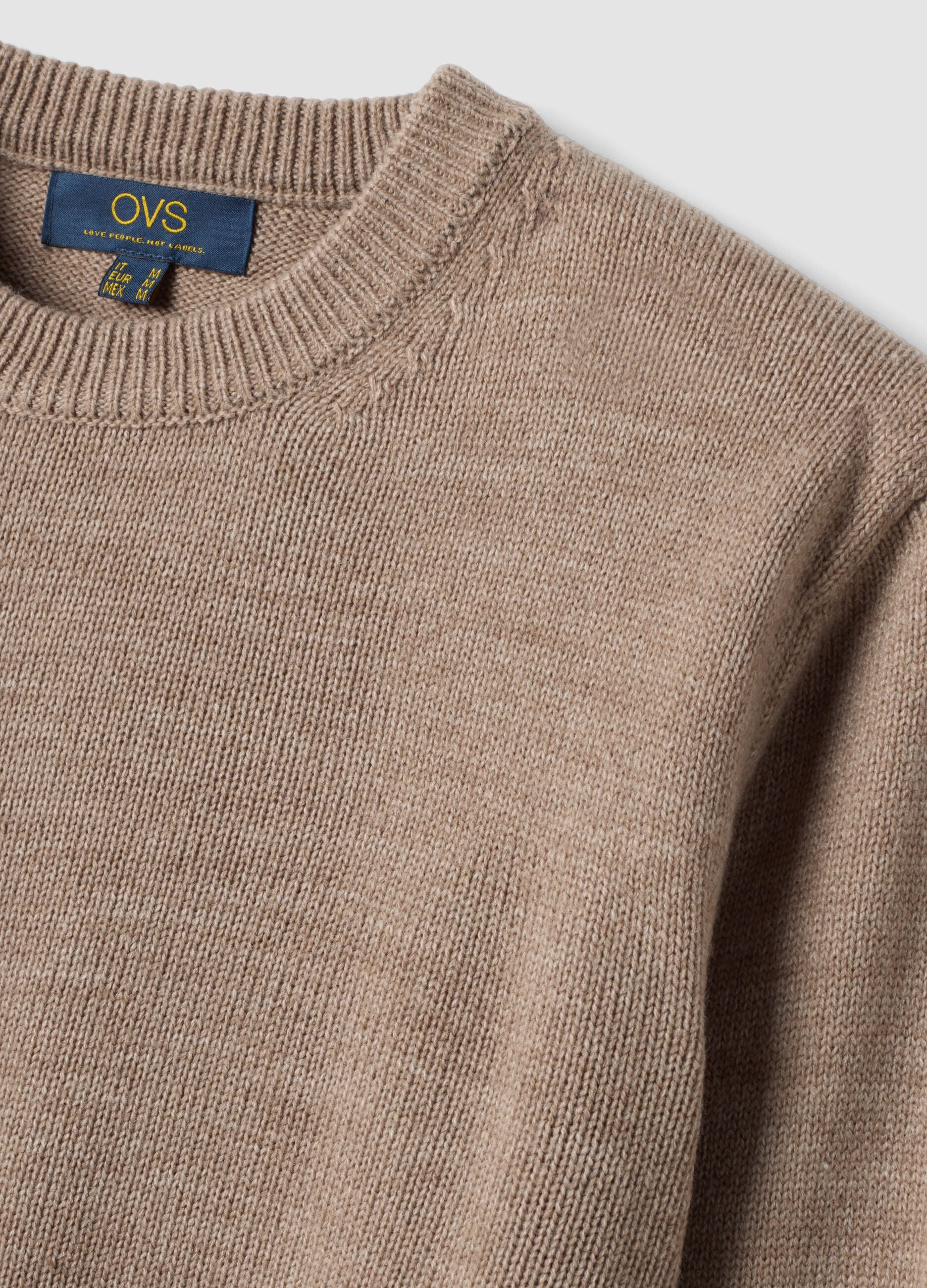 Maglia beige girocollo in jersey knit regular fit