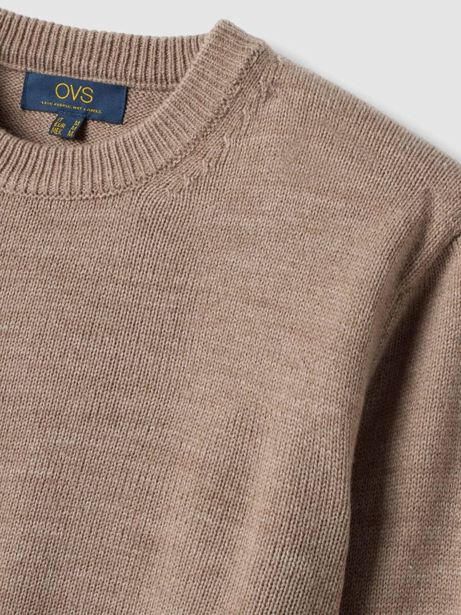 Maglia beige girocollo in jersey knit regular fit_1