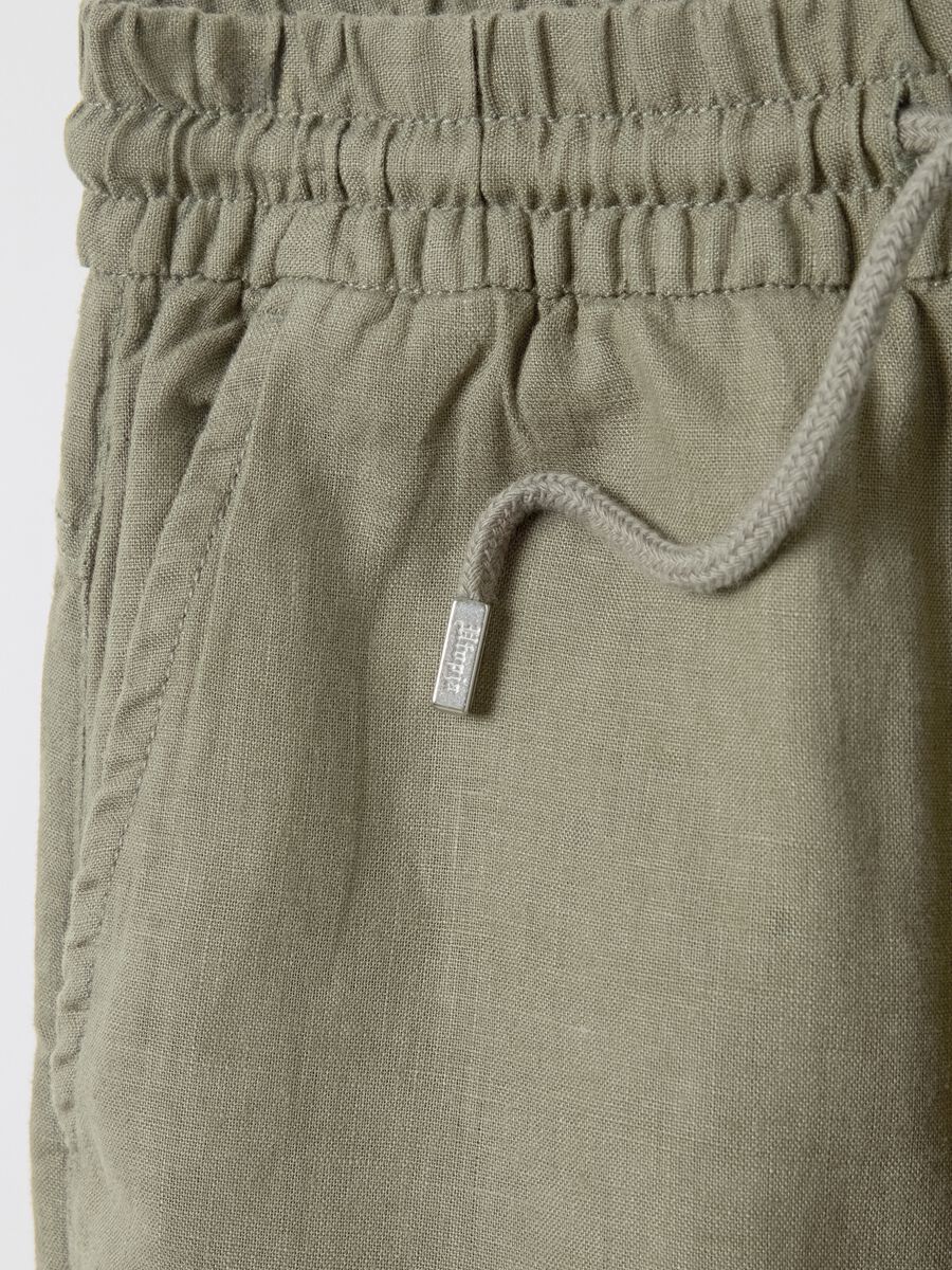 100% Linen Cargo Pants Military Green_6