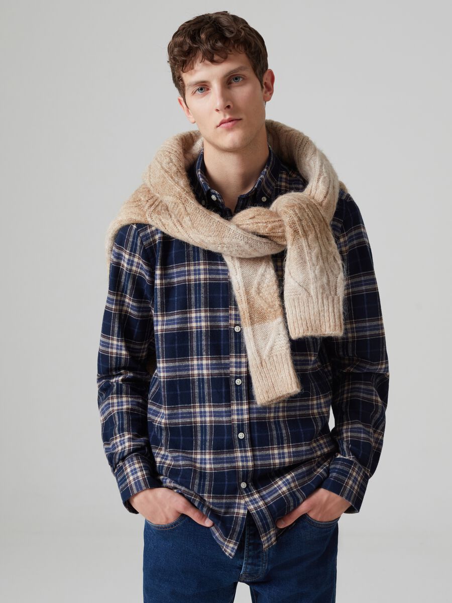 Flannel shirt with chequered pattern pocket_1