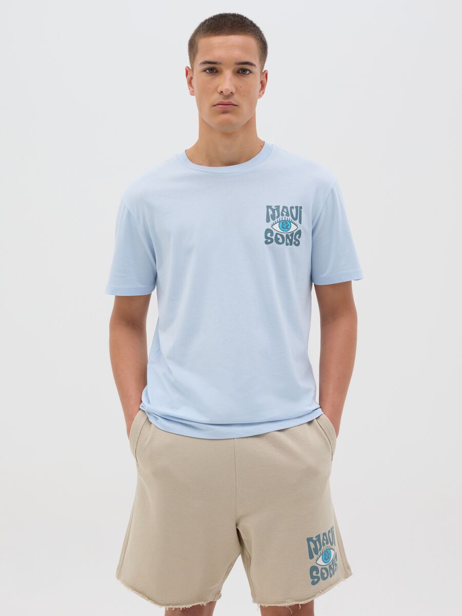 Men's pure cotton blue T-shirt regular fit with print_0
