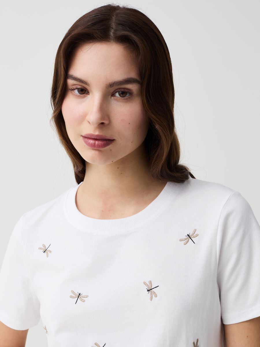 T-shirt with dragonflies embroidery in lurex_1