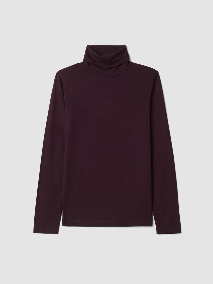 Maglia viola in viscosa elasticizzata con colletto rialzato regular fit_4