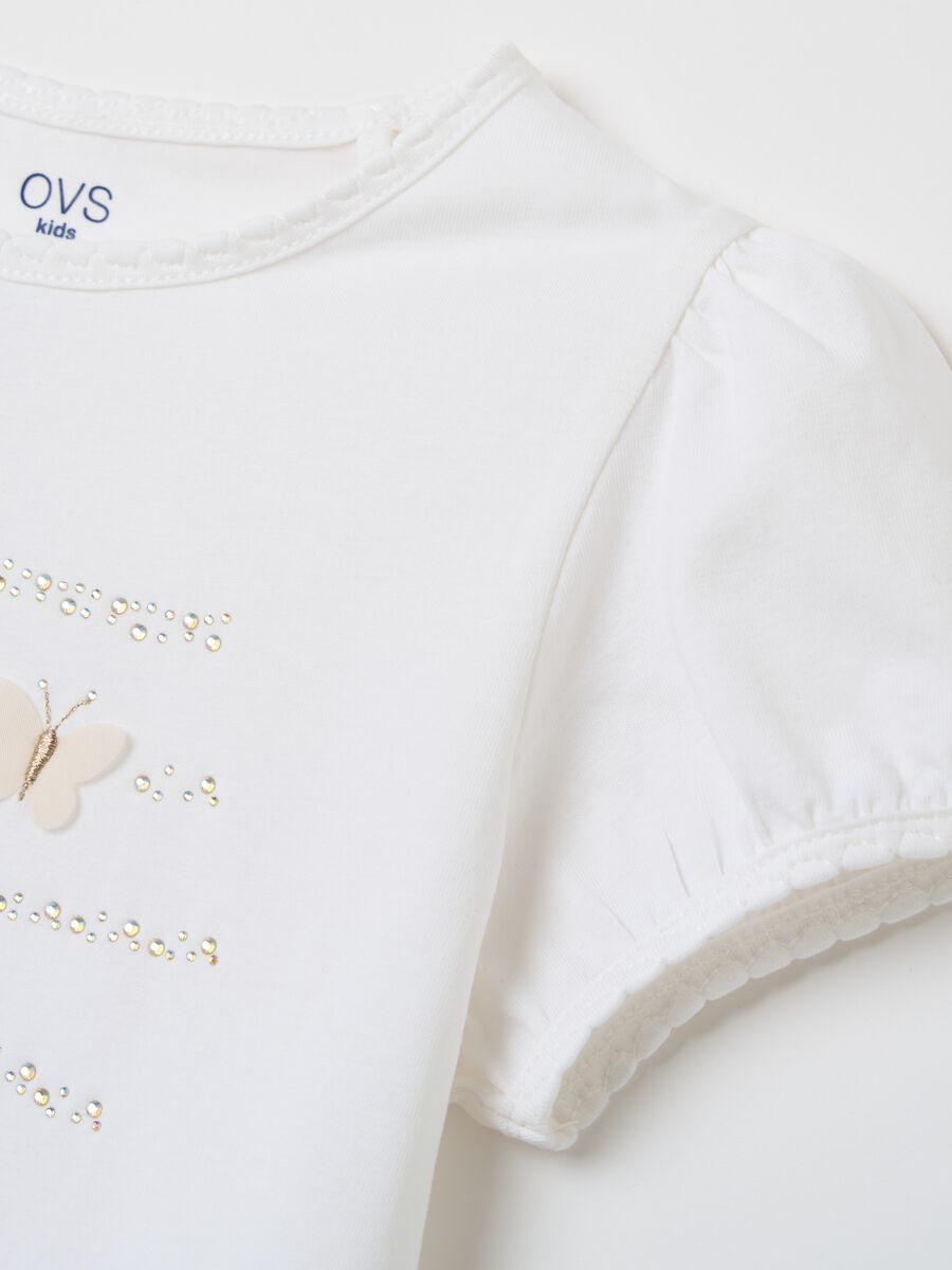 T-shirt con strass e applicazione farfalle_2