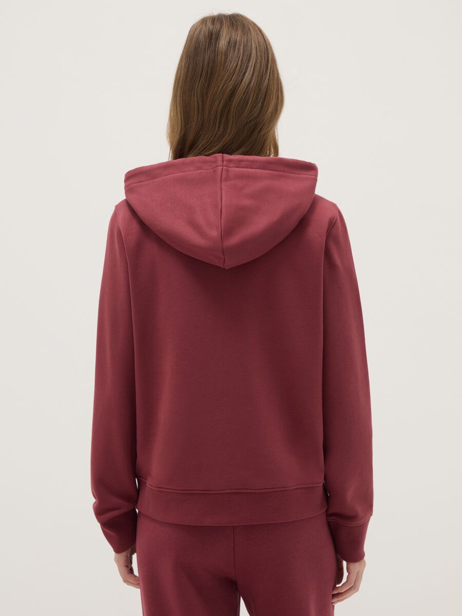 Pink cotton blend hoodie regular fit with zip_2