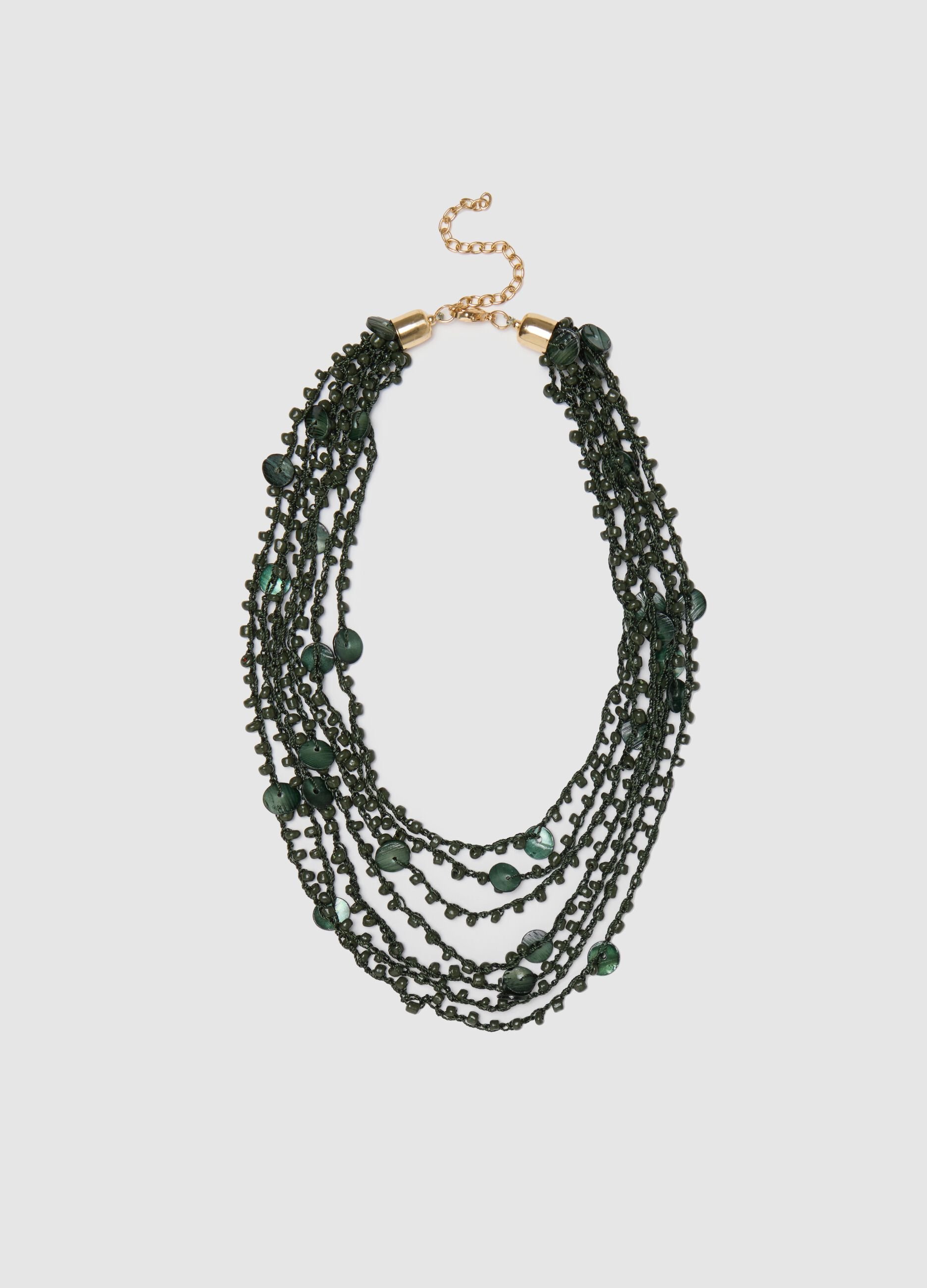Collana crochet verde con tondini