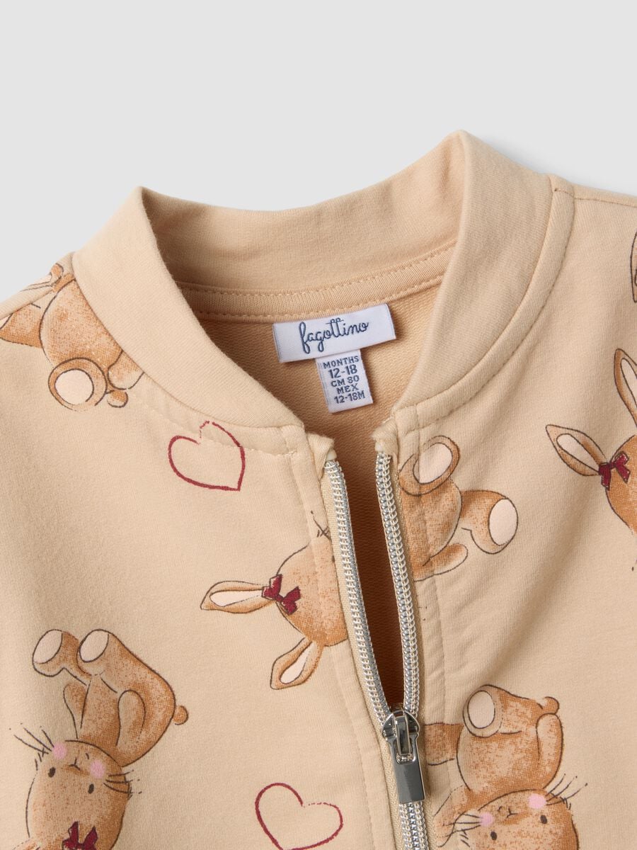 Completo marrone chiaro in cotone elasticizzato con stampa animaletti_3