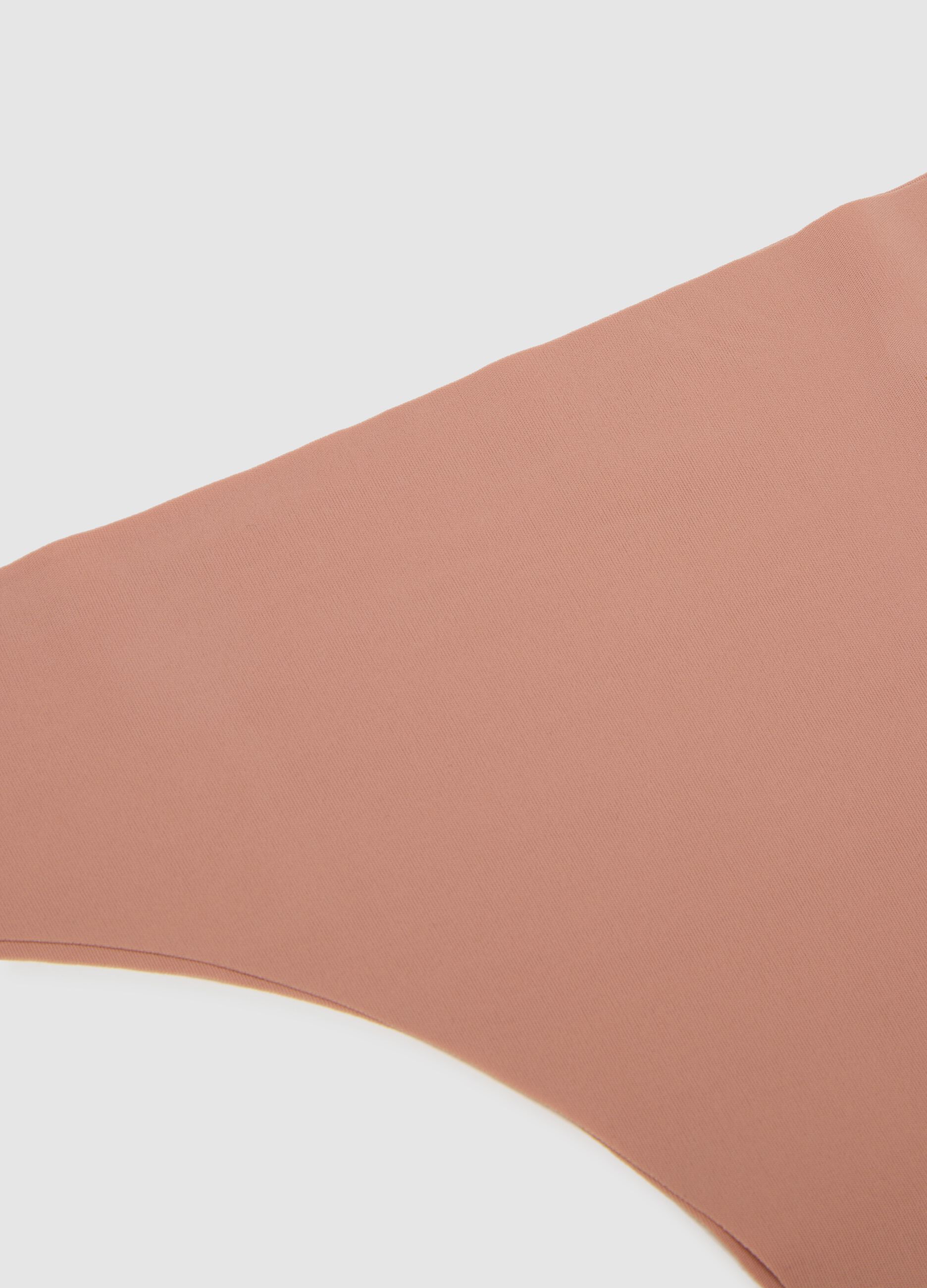 Brown regular fit fabric thong