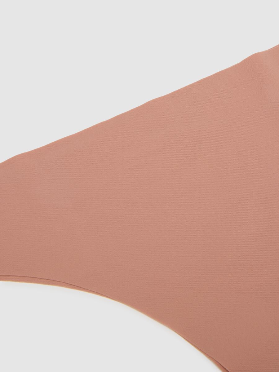 Brown regular fit fabric thong_5