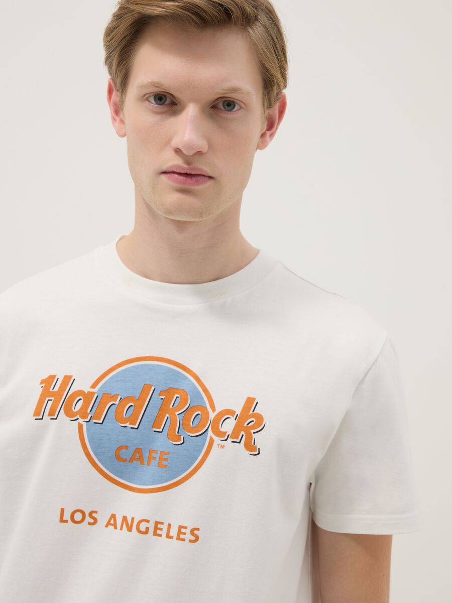 White pure cotton regular fit T-shirt with Hard Rock Cafe logo_3