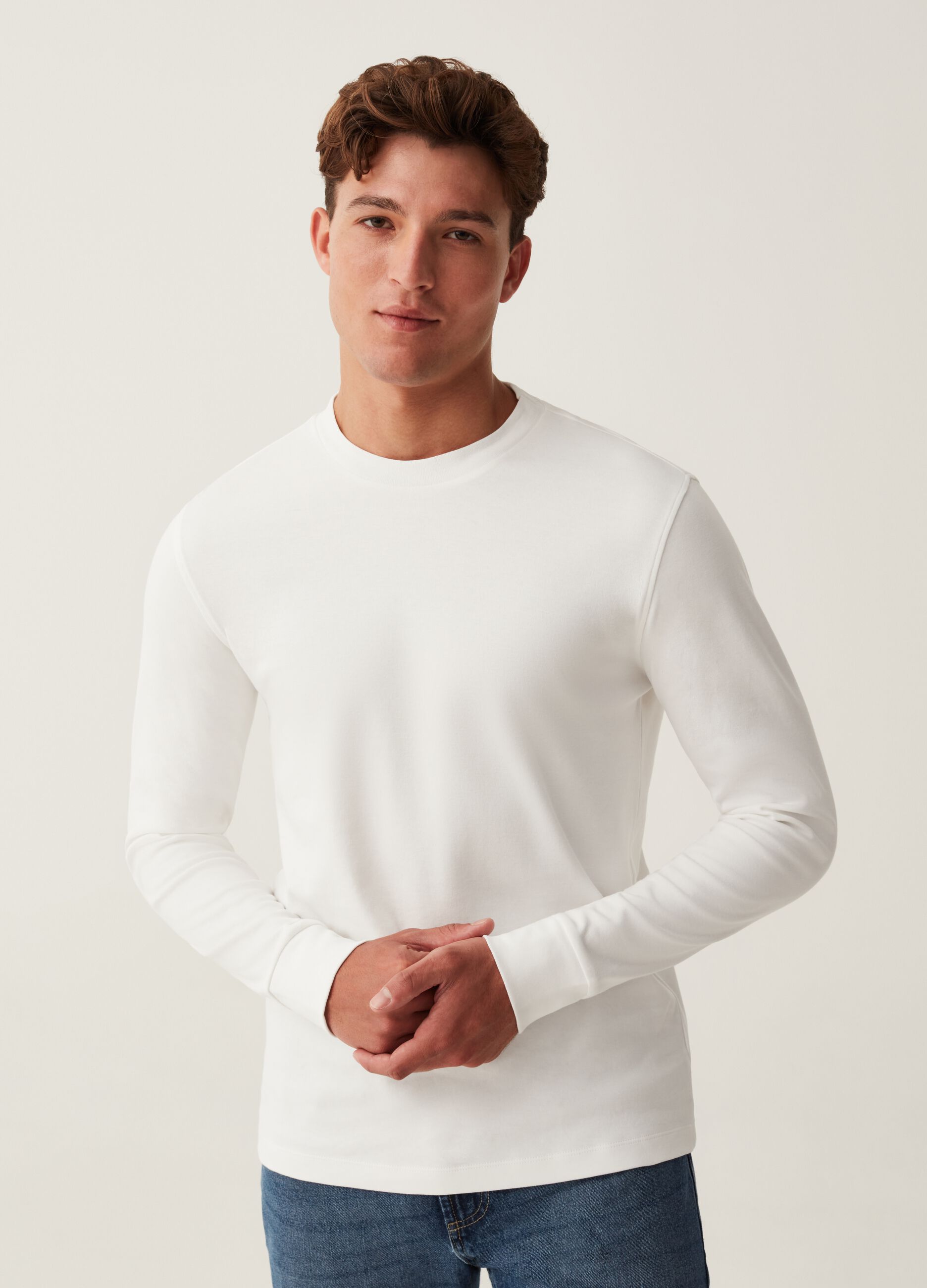 T-shirt a maniche lunghe tinta unita_0
