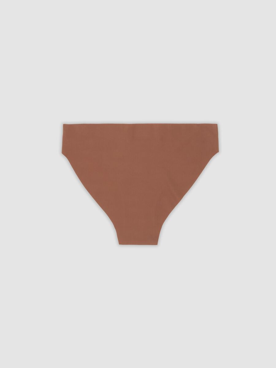 Slip marrone in microfibra elasticizzata a vita regular_6