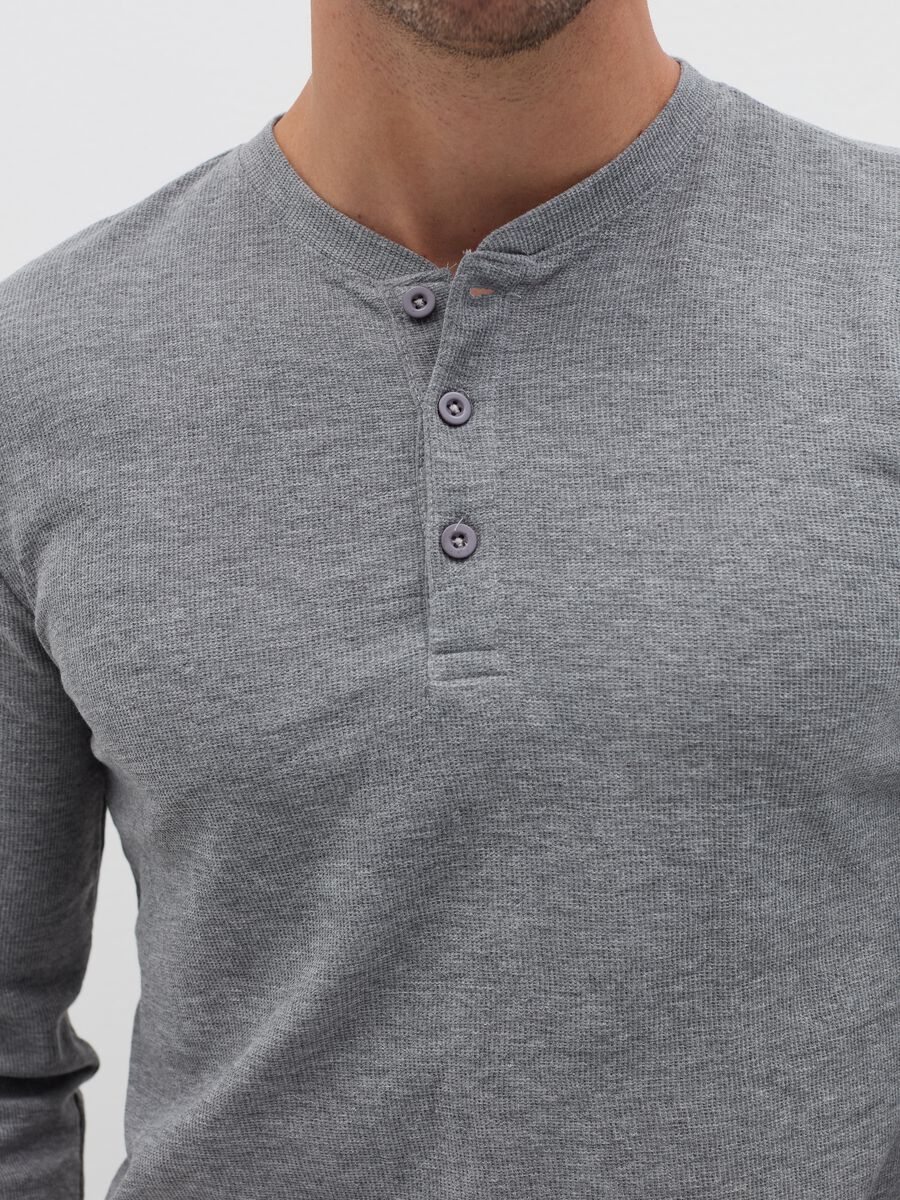 Full-length pyjamas with granddad neckline top_2