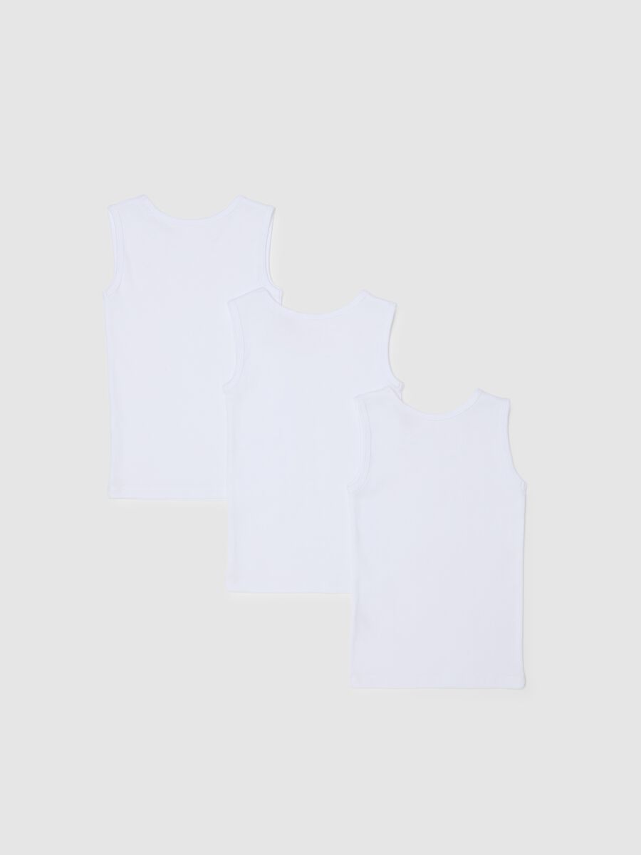Tripack canottiere bianche da neonato in puro cotone_1